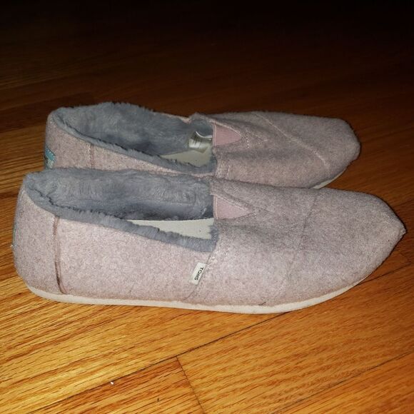 Toms Pink faux fur lined ESPRIDILLES - Picture 1 of 6